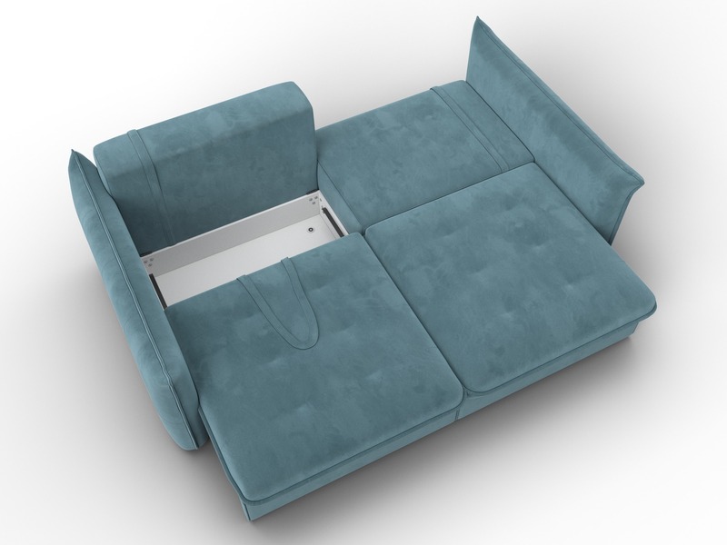 Диван прямой Лига-100 НПБ, Велюр, SEVEN 113 бирюзовый