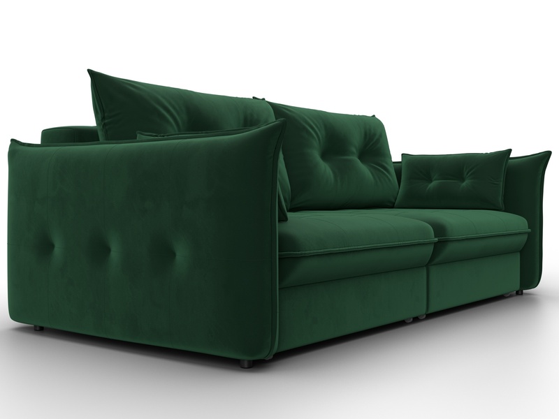 Диван прямой Лига-100 НПБ, Велюр, SEVEN 626 зеленый