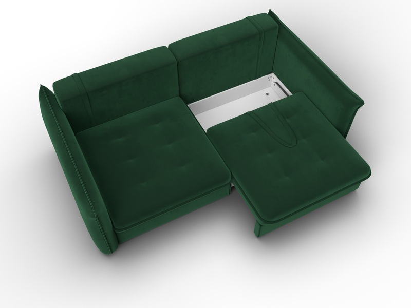 Диван прямой Лига-100 НПБ, Велюр, SEVEN 626 зеленый