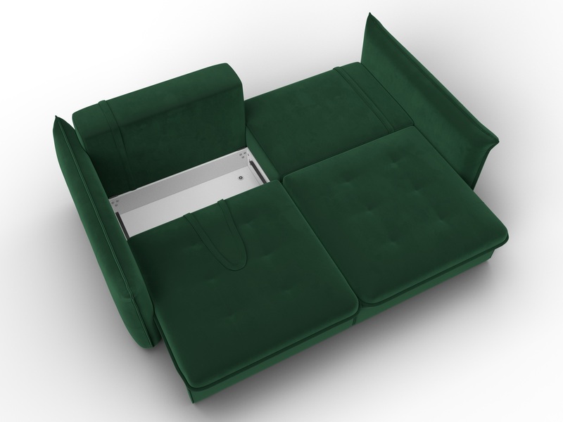 Диван прямой Лига-100 НПБ, Велюр, SEVEN 626 зеленый