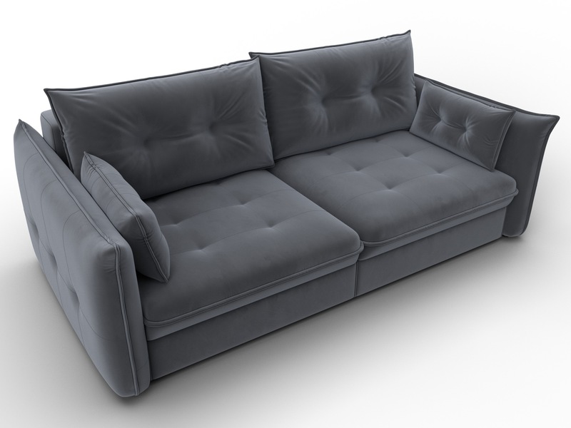 Диван прямой Лига-100 НПБ, Велюр, SEVEN 17 серый