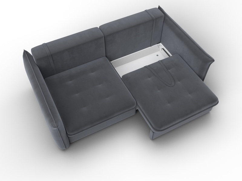 Диван прямой Лига-100 НПБ, Велюр, SEVEN 17 серый