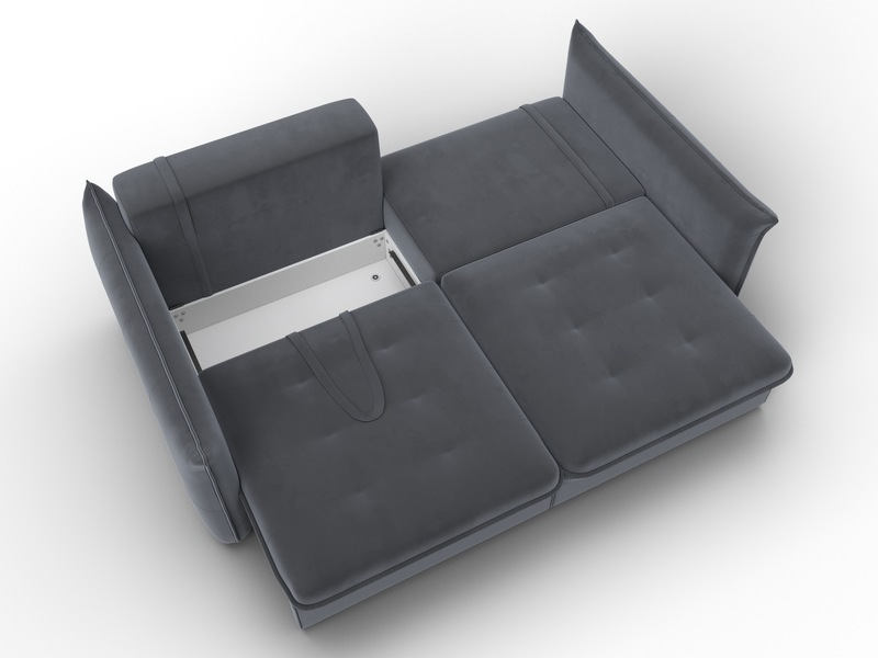 Диван прямой Лига-100 НПБ, Велюр, SEVEN 17 серый