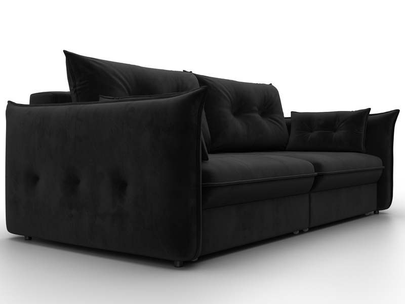 Диван прямой Лига-100 НПБ, Велюр, SEVEN 35 черный