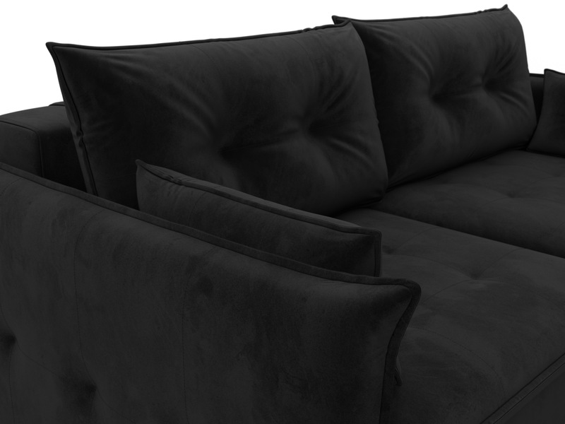 Диван прямой Лига-100 НПБ, Велюр, SEVEN 35 черный