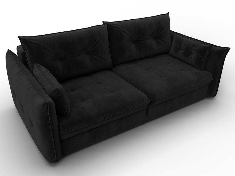 Диван прямой Лига-100 НПБ, Велюр, SEVEN 35 черный