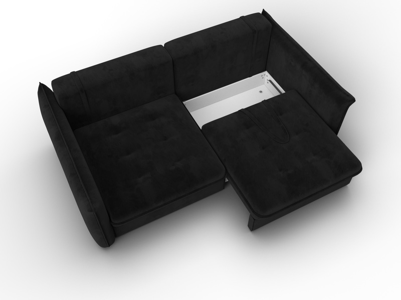 Диван прямой Лига-100 НПБ, Велюр, SEVEN 35 черный