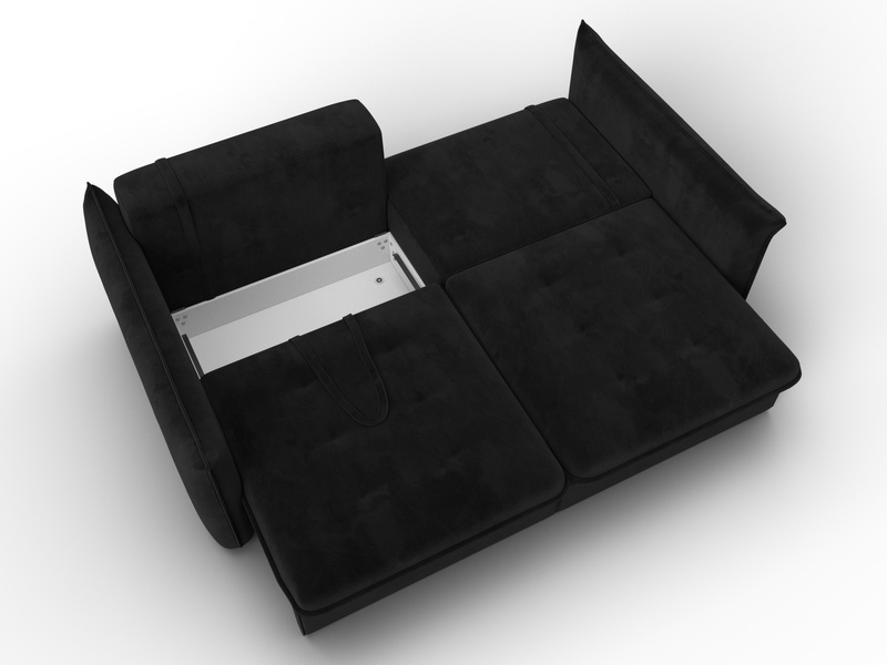 Диван прямой Лига-100 НПБ, Велюр, SEVEN 35 черный