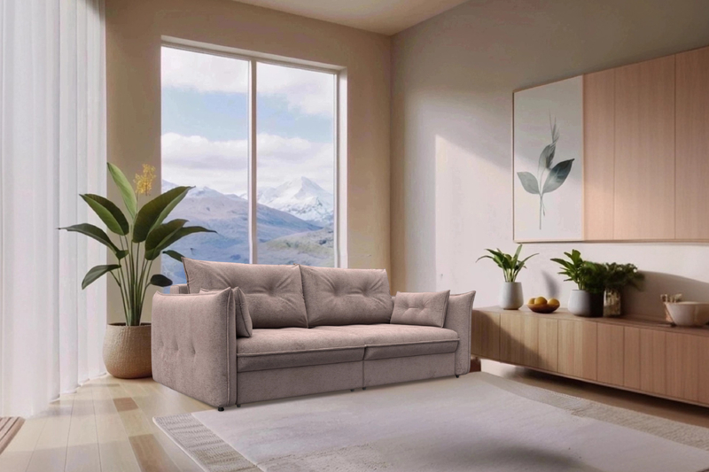 Диван прямой Лига-100 НПБ, Велюр, TOWER 05 бежевый