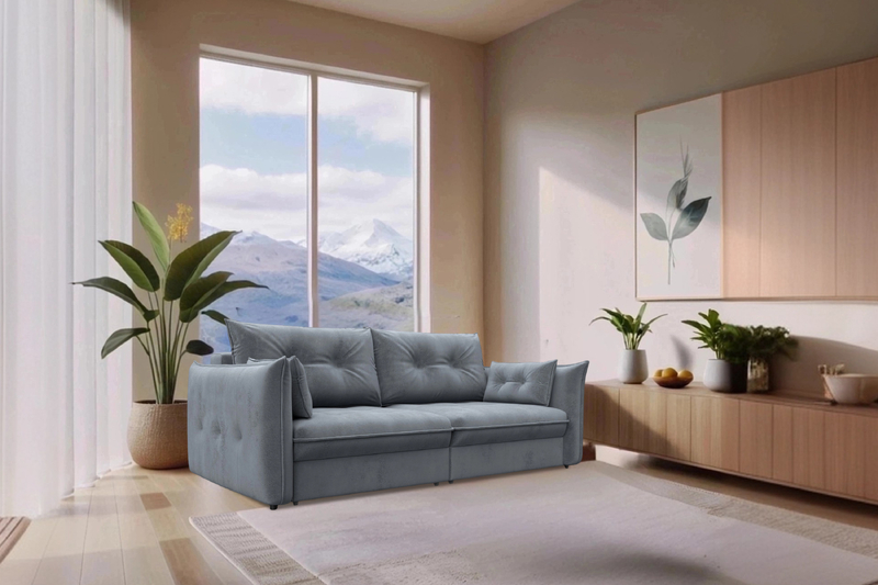 Диван прямой Лига-100 НПБ, Велюр, TOWER 10 серый