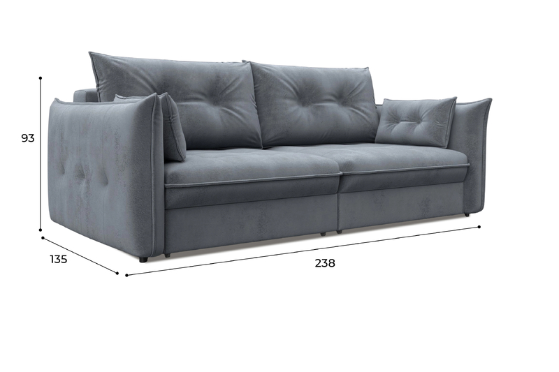 Диван прямой Лига-100 НПБ, Велюр, TOWER 10 серый