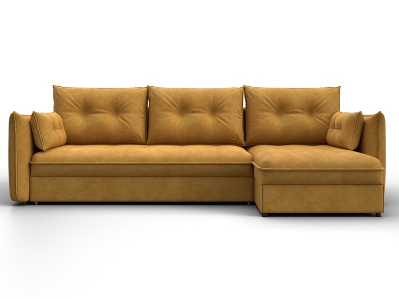 Диван угловой Лига-100 НПБ угол универсальный, Велюр, BRUT 10 желтый