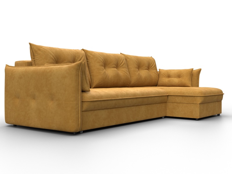 Диван угловой Лига-100 НПБ угол универсальный, Велюр, BRUT 10 желтый