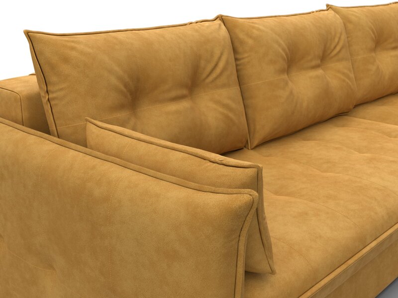 Диван угловой Лига-100 НПБ угол универсальный, Велюр, BRUT 10 желтый