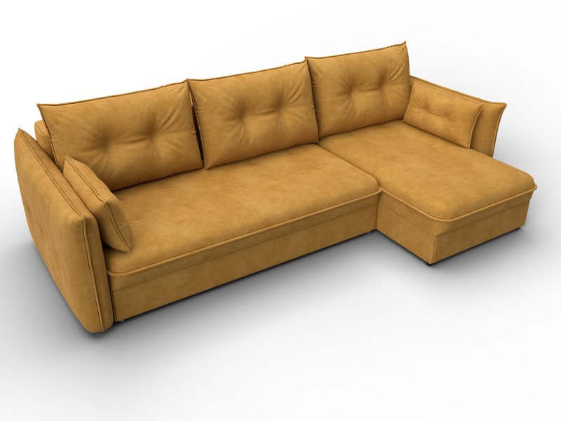 Диван угловой Лига-100 НПБ угол универсальный, Велюр, BRUT 10 желтый