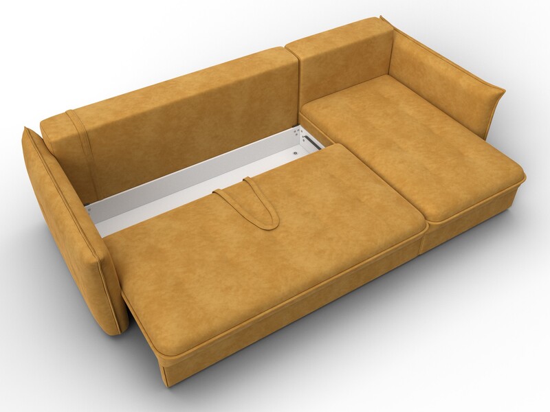 Диван угловой Лига-100 НПБ угол универсальный, Велюр, BRUT 10 желтый