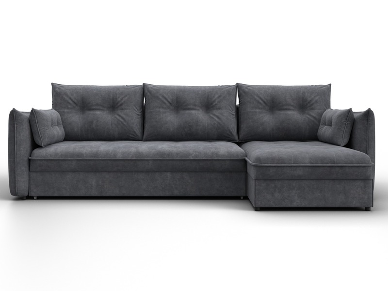 Диван угловой Лига-100 НПБ угол универсальный, Велюр, BRUT 16 темно-серый