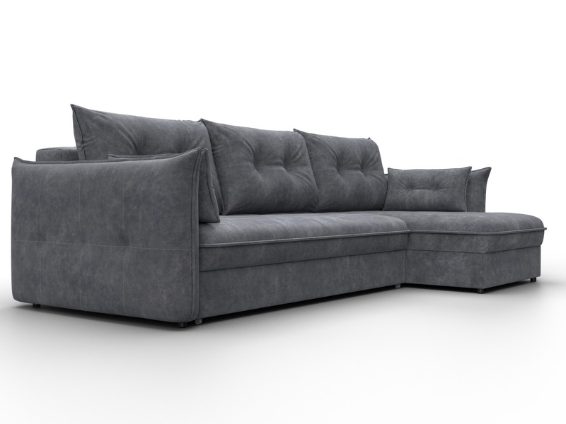 Диван угловой Лига-100 НПБ угол универсальный, Велюр, BRUT 16 темно-серый