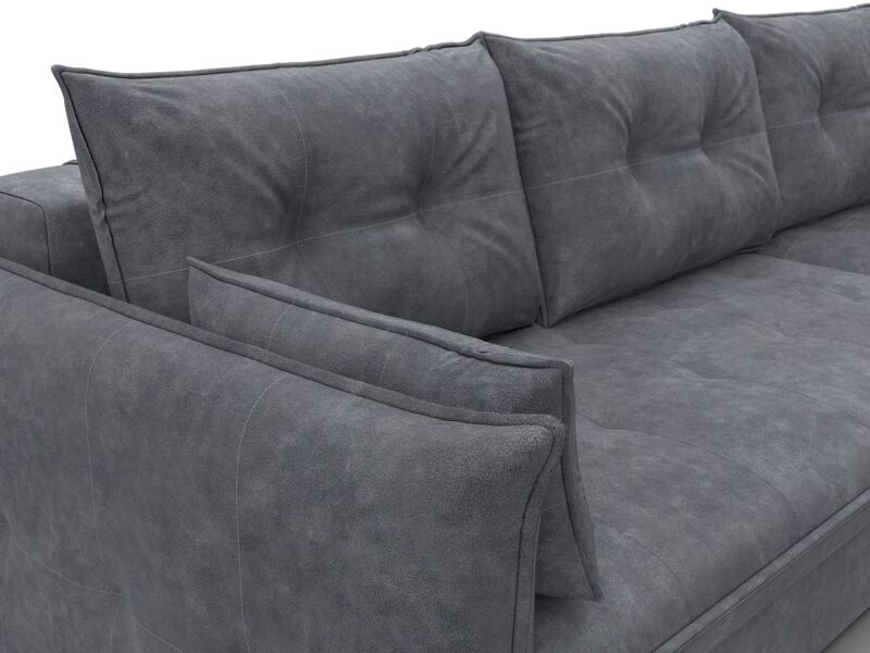 Диван угловой Лига-100 НПБ угол универсальный, Велюр, BRUT 16 темно-серый