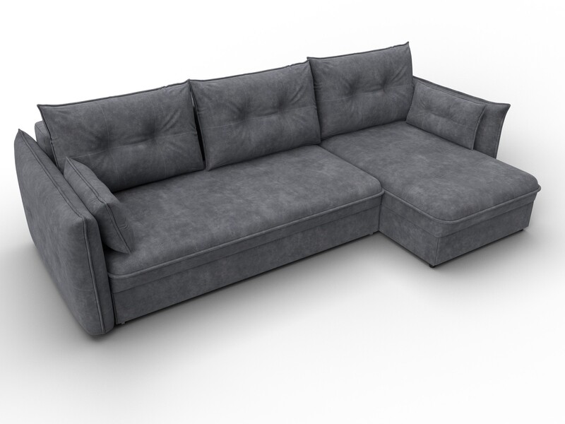 Диван угловой Лига-100 НПБ угол универсальный, Велюр, BRUT 16 темно-серый