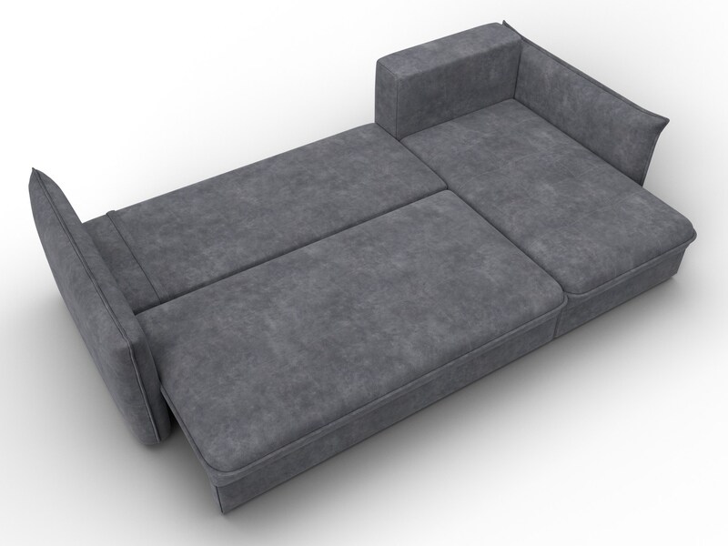 Диван угловой Лига-100 НПБ угол универсальный, Велюр, BRUT 16 темно-серый