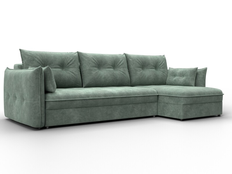 Диван угловой Лига-100 НПБ угол универсальный, Велюр, BRUT 08 зеленый