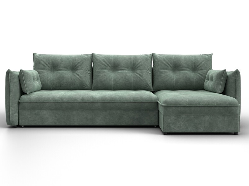 Диван угловой Лига-100 НПБ угол универсальный, Велюр, BRUT 08 зеленый
