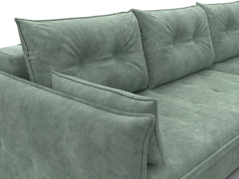 Диван угловой Лига-100 НПБ угол универсальный, Велюр, BRUT 08 зеленый