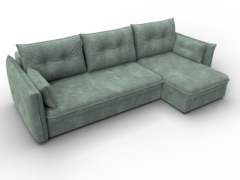 Диван угловой Лига-100 НПБ угол универсальный, Велюр, BRUT 08 зеленый