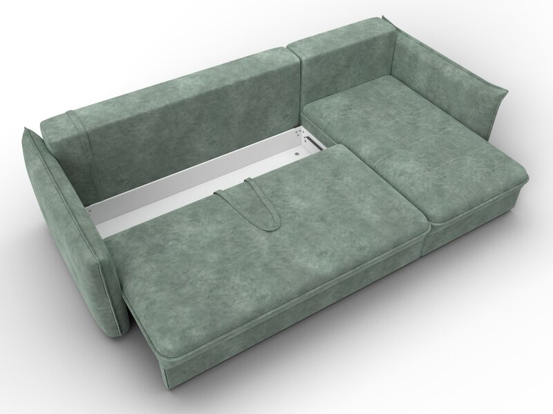 Диван угловой Лига-100 НПБ угол универсальный, Велюр, BRUT 08 зеленый