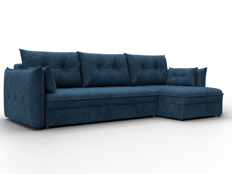 Диван угловой Лига-100 НПБ угол универсальный, Велюр, BRUT 11 синий