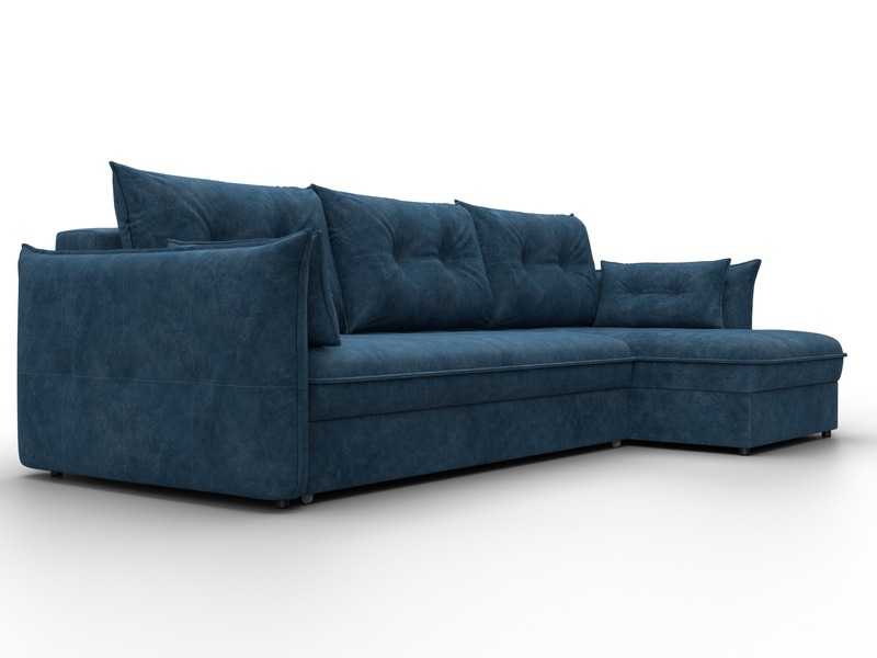 Диван угловой Лига-100 НПБ угол универсальный, Велюр, BRUT 11 синий