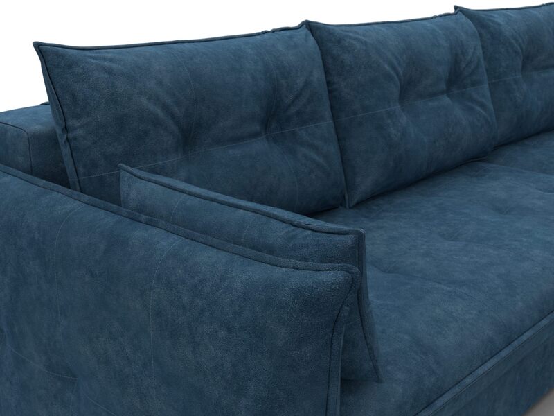 Диван угловой Лига-100 НПБ угол универсальный, Велюр, BRUT 11 синий