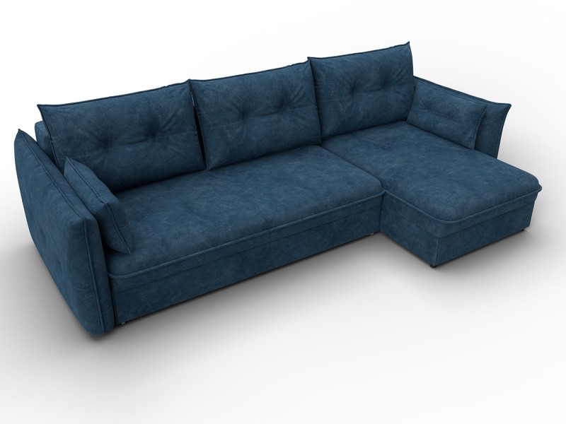 Диван угловой Лига-100 НПБ угол универсальный, Велюр, BRUT 11 синий