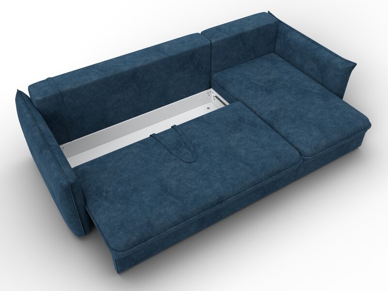 Диван угловой Лига-100 НПБ угол универсальный, Велюр, BRUT 11 синий