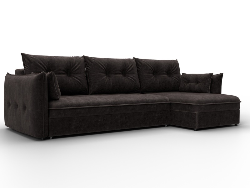 Диван угловой Лига-100 НПБ угол универсальный, Велюр, BRUT 17 коричневый