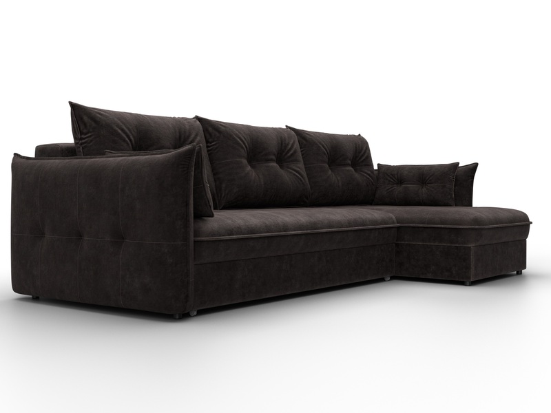 Диван угловой Лига-100 НПБ угол универсальный, Велюр, BRUT 17 коричневый