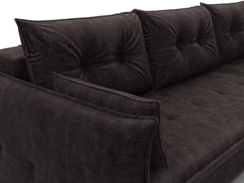 Диван угловой Лига-100 НПБ угол универсальный, Велюр, BRUT 17 коричневый