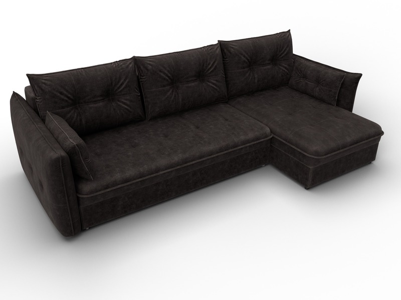 Диван угловой Лига-100 НПБ угол универсальный, Велюр, BRUT 17 коричневый