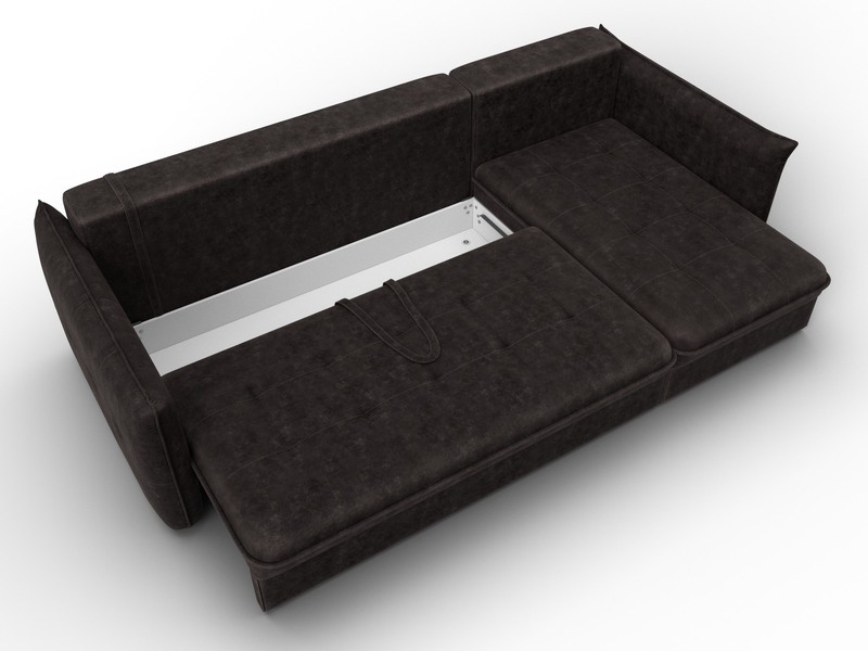 Диван угловой Лига-100 НПБ угол универсальный, Велюр, BRUT 17 коричневый