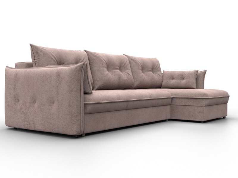 Диван угловой Лига-100 НПБ угол универсальный, Велюр, TOWER 05 бежевый