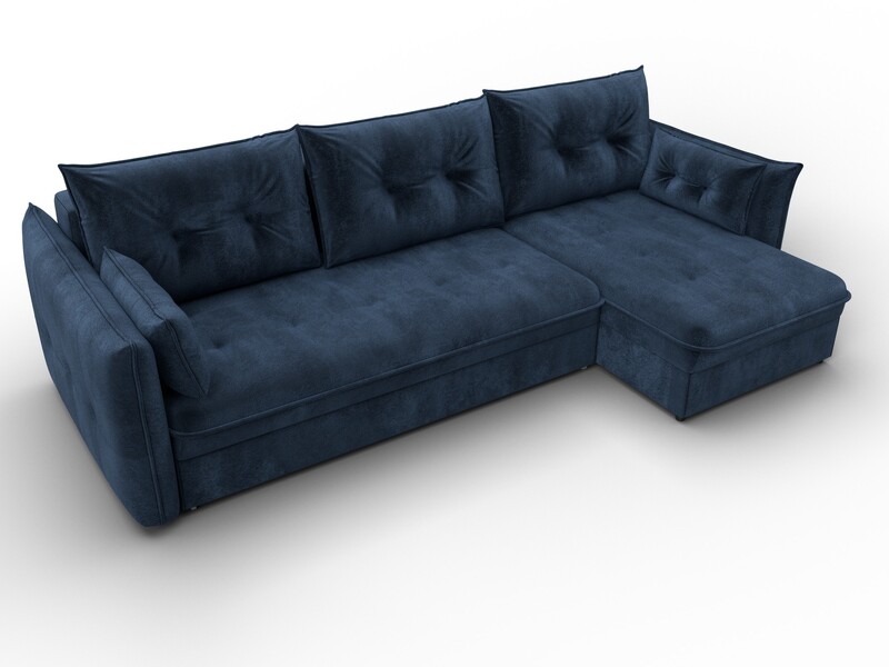 Диван угловой Лига-100 НПБ угол универсальный, Велюр, TOWER 13 синий
