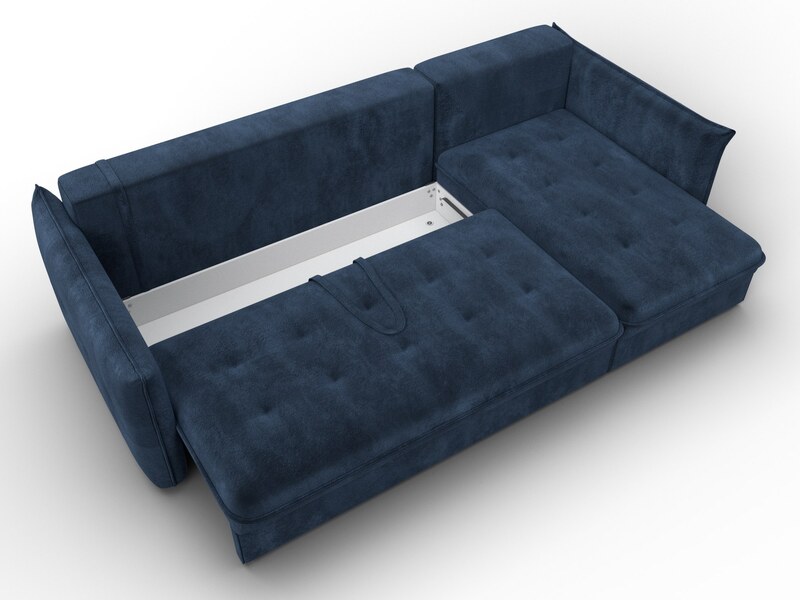 Диван угловой Лига-100 НПБ угол универсальный, Велюр, TOWER 13 синий