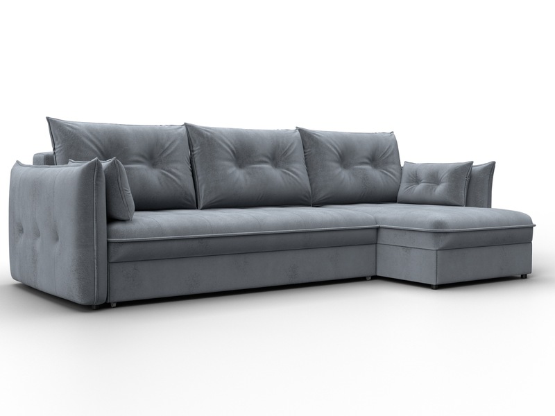 Диван угловой Лига-100 НПБ угол универсальный, Велюр, TOWER 10 серый