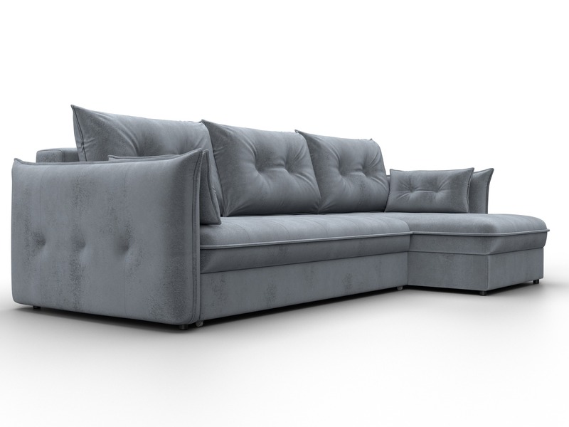 Диван угловой Лига-100 НПБ угол универсальный, Велюр, TOWER 10 серый