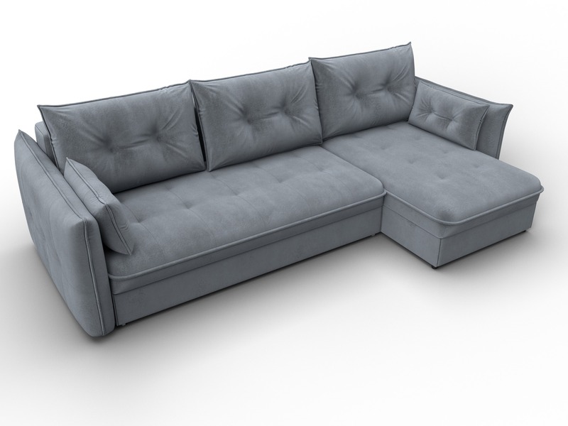 Диван угловой Лига-100 НПБ угол универсальный, Велюр, TOWER 10 серый