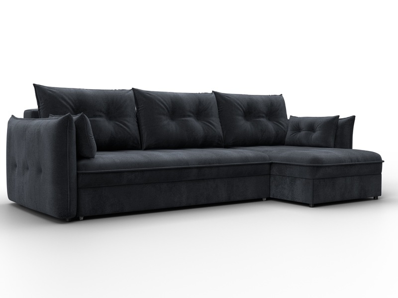 Диван угловой Лига-100 НПБ угол универсальный, Велюр, TOWER 11 темно-серый