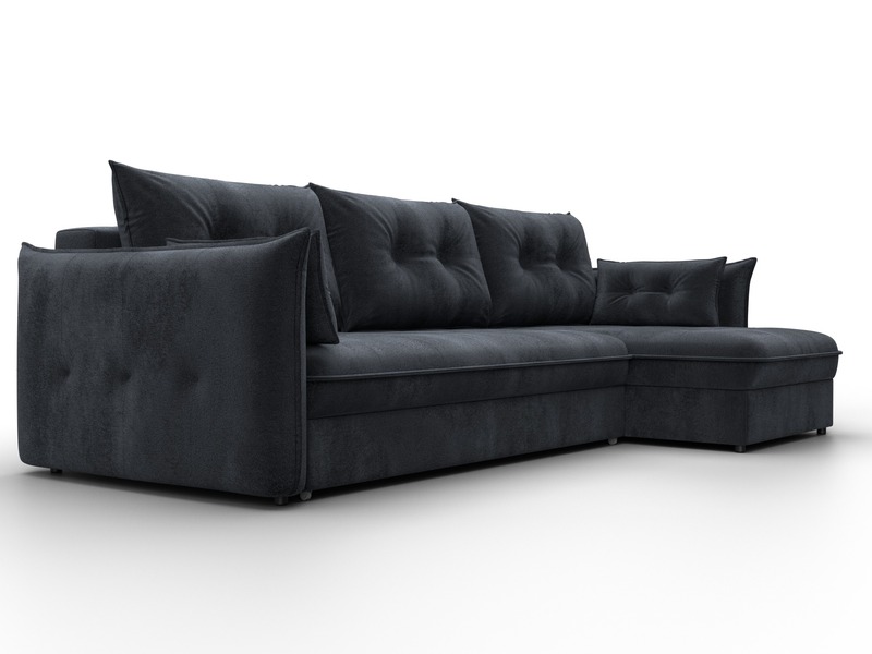 Диван угловой Лига-100 НПБ угол универсальный, Велюр, TOWER 11 темно-серый