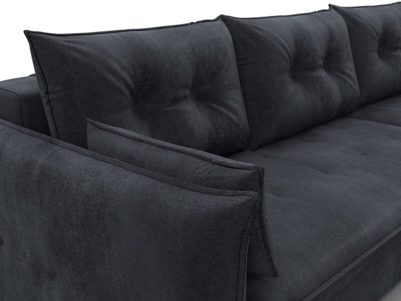 Диван угловой Лига-100 НПБ угол универсальный, Велюр, TOWER 11 темно-серый