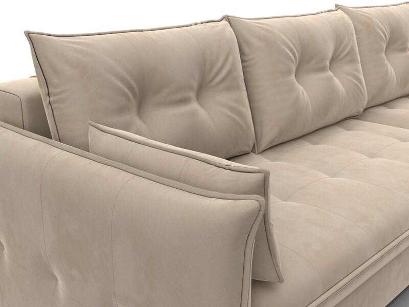 Диван угловой Лига-100 НПБ угол универсальный, Велюр, SEVEN 729 бежевый